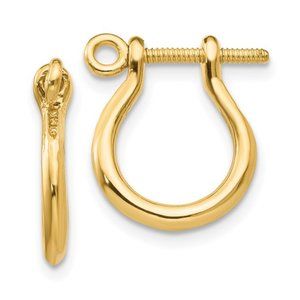 10k Yellow Gold 3-D Nautical Anchor Shackle Link Screw Earrings, 1mm screw Post